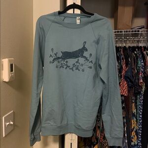 Blue Sweatshirt with Rabbit Design